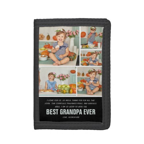 Best Grandpa Ever  Color Block Photo Collage Trifold Wallet