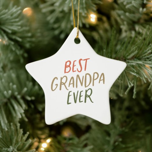 Best Grandpa Ever Colorful Type Photo Ceramic Ornament