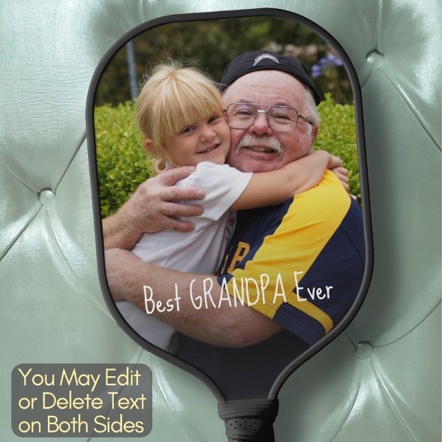 Best Grandpa Ever Create Your Own Custom Photo Fun Pickleball Paddle (Creator Uploaded)