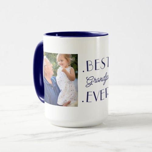 Best Grandpa Ever Custom Blue 2 Photo Birthday Mug