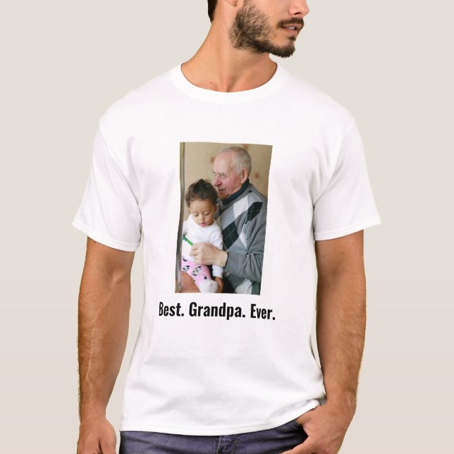 Best Grandpa Ever Custom Family  Photo  T-Shirt (Front)