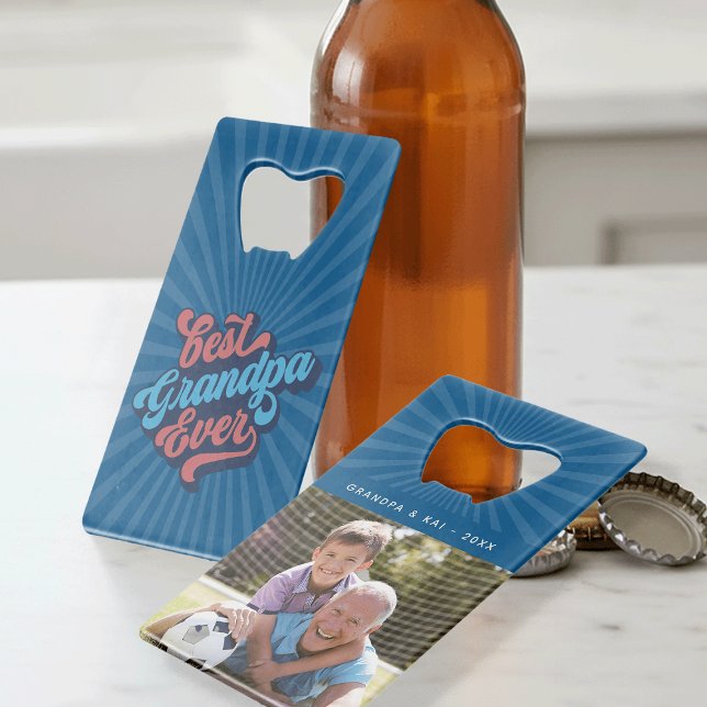 Best Grandpa Ever | Custom Grandfather Photo Credit Card Bottle Opener (Creator Uploaded)