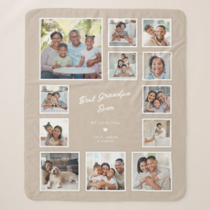 Best Grandpa Ever Custom Multi Photo Collage Sherpa Blanket