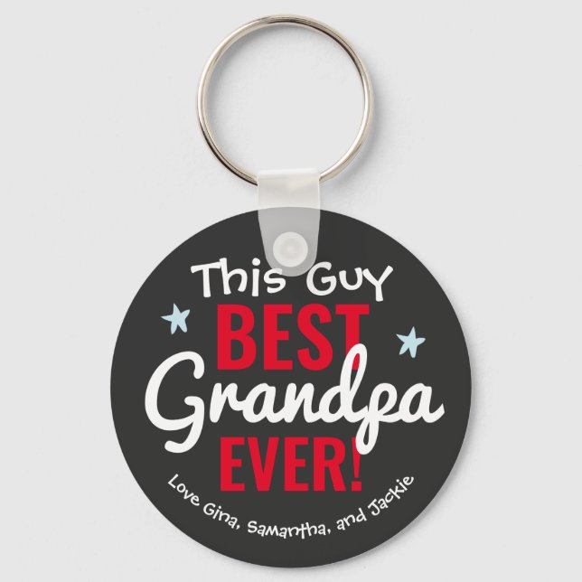 Best Grandpa Ever Custom Name Keychain (Front)