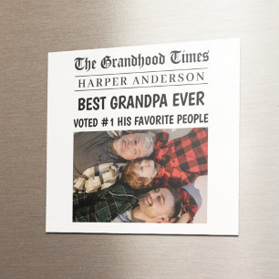 Best Grandpa Ever Custom Newspaper Headline Photo Magnet