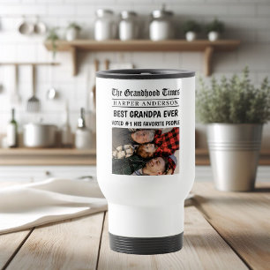 Best Grandpa Ever Custom Newspaper Photo  Travel Mug