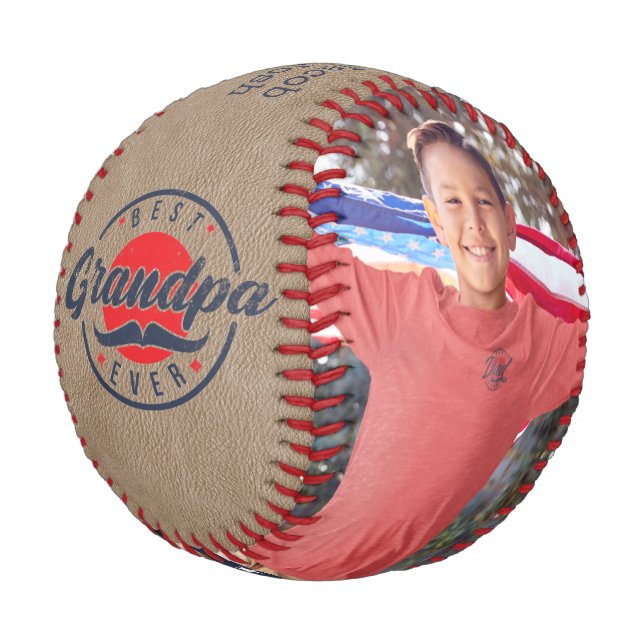 Best Grandpa Ever Custom Photo Baseball (Angled)