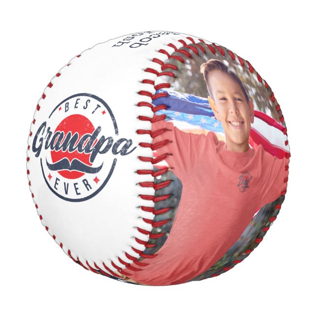Best Grandpa Ever Custom Photo Baseball (Angled)
