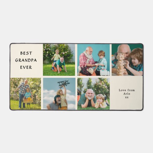 Best Grandpa Ever Custom Photo Collage Desk Mat