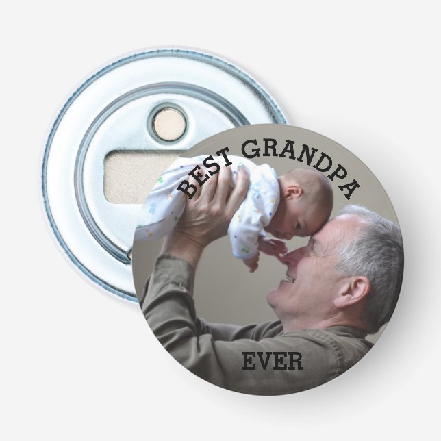Best Grandpa Ever Custom Photo Create Your Own Bottle Opener (Front)