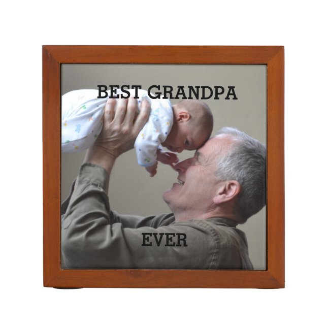 Best Grandpa Ever Custom Photo Create Your Own  Desk Organizer (Front)