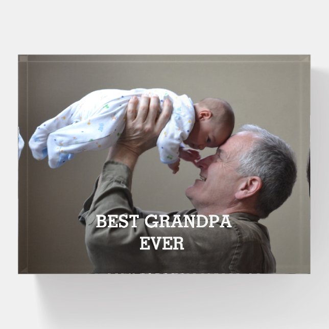 Best Grandpa Ever Custom Photo Create Your Own Paperweight (Front)