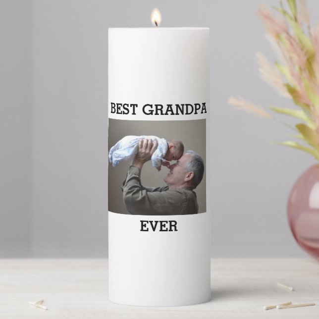 Best Grandpa Ever Custom Photo Create Your Own Pillar Candle (In Situ)
