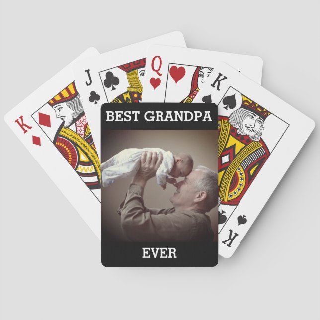 Best Grandpa Ever Custom Photo Create Your Own Poker Cards (Back)