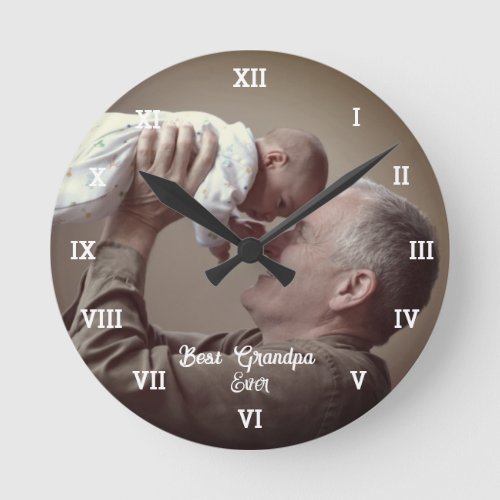 Best Grandpa Ever Custom Photo Create Your Own Pop Round Clock