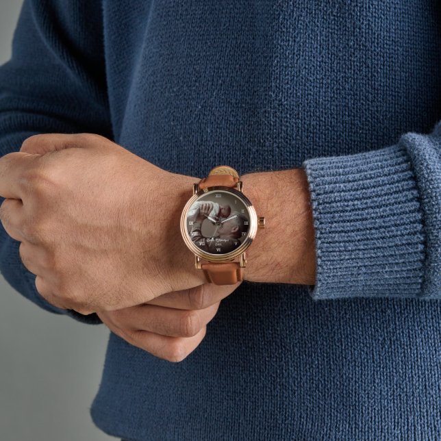 Best Grandpa Ever Custom Photo Create Your Own Pop Watch (Wrist)
