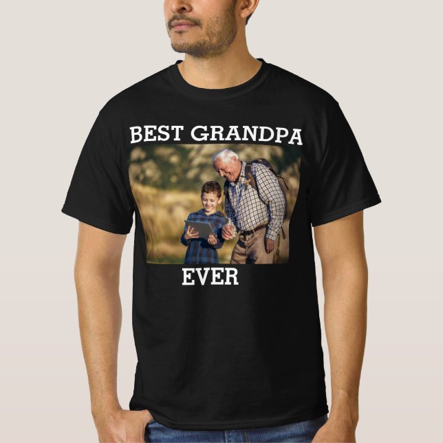 Best Grandpa Ever Custom Photo Create Your Own  T-Shirt (Front)