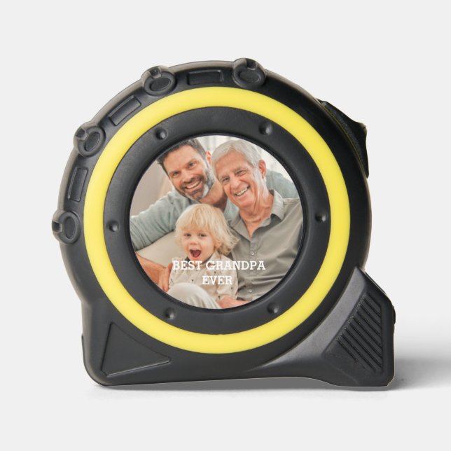 Best Grandpa Ever Custom Photo Create Your Own Tape Measure (Front)