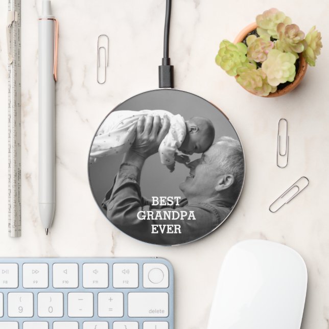 Best Grandpa Ever Custom Photo Create Your Own Wireless Charger (Desk)