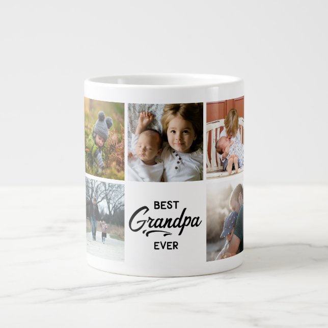 Best Grandpa Ever Custom Photo Giant Coffee Mug (Front)