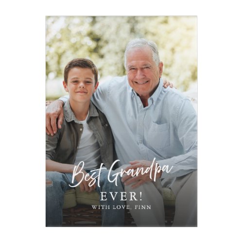 Best Grandpa Ever Custom Photo Gift From Grandkids Acrylic Print