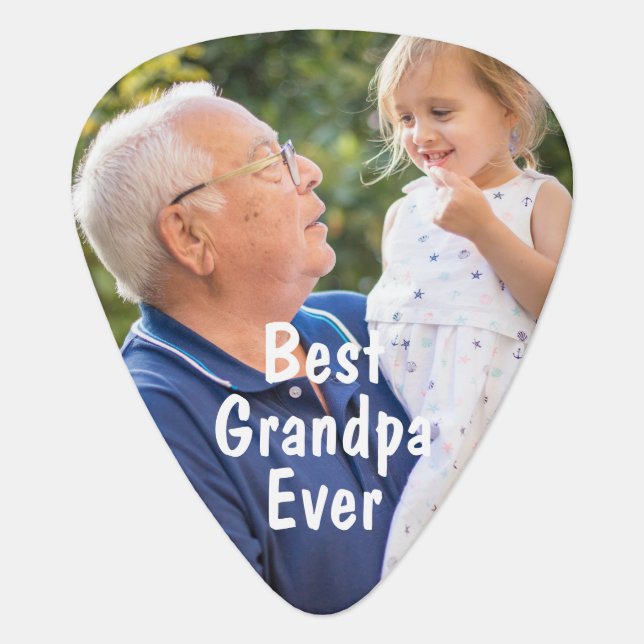 Best Grandpa Ever Custom Photo Guitar Pick (Front)