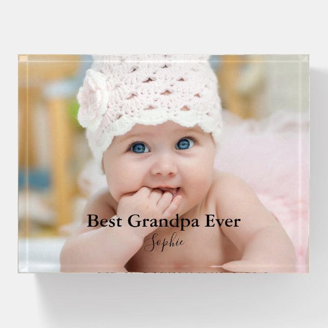 Best Grandpa Ever Custom Photo  Paperweight (Front)