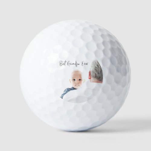 Best Grandpa Ever Custom Photo Script Modern  Golf Balls