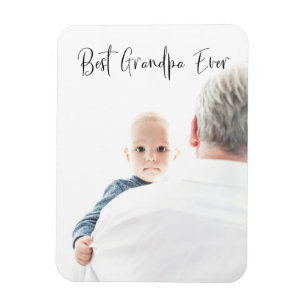 Best Grandpa Ever Custom Photo Script Modern Magnet