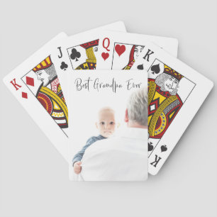 Best Grandpa Ever Custom Photo Script Modern Poker Cards