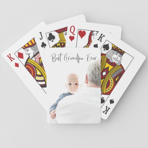 Best Grandpa Ever Custom Photo Script Modern  Poker Cards