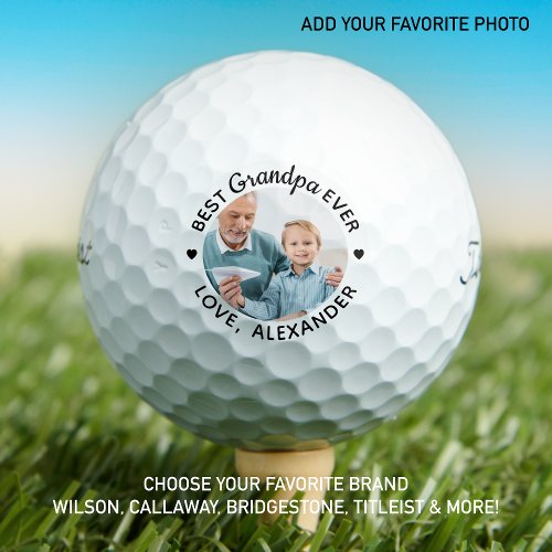 Best Grandpa Ever Custom Photo Titleist Golf Balls