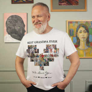 Best Grandpa Ever Custom Photos Grandchildren Name T-Shirt