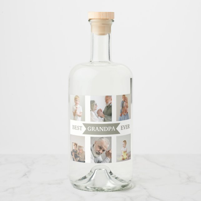Best Grandpa Ever | Custom Photos Liquor Label (Front)