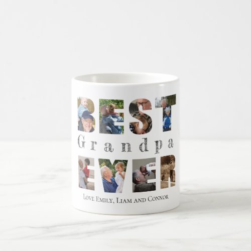Best grandpa ever custom text photo  coffee mug