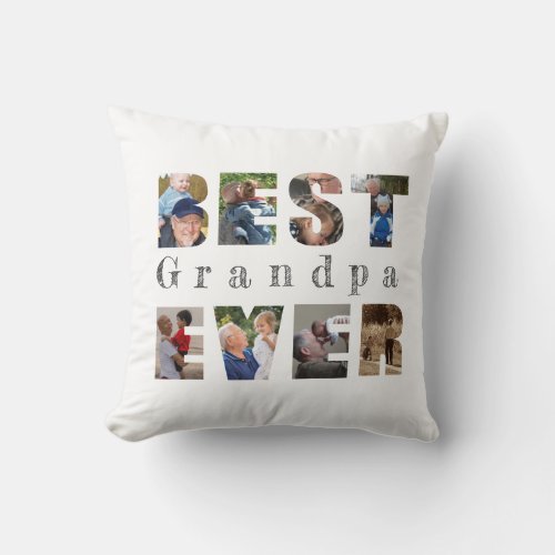 Best grandpa ever custom text photo white throw pillow