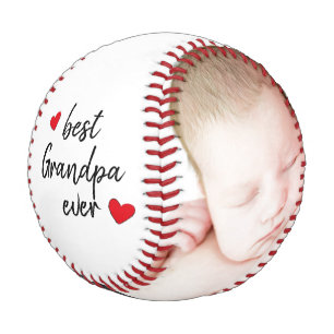 Best Grandpa Ever Cute 2 Photo Custom Baseball