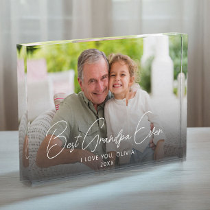 Best Grandpa Ever Cute Grandchild Keepsake Photo Block