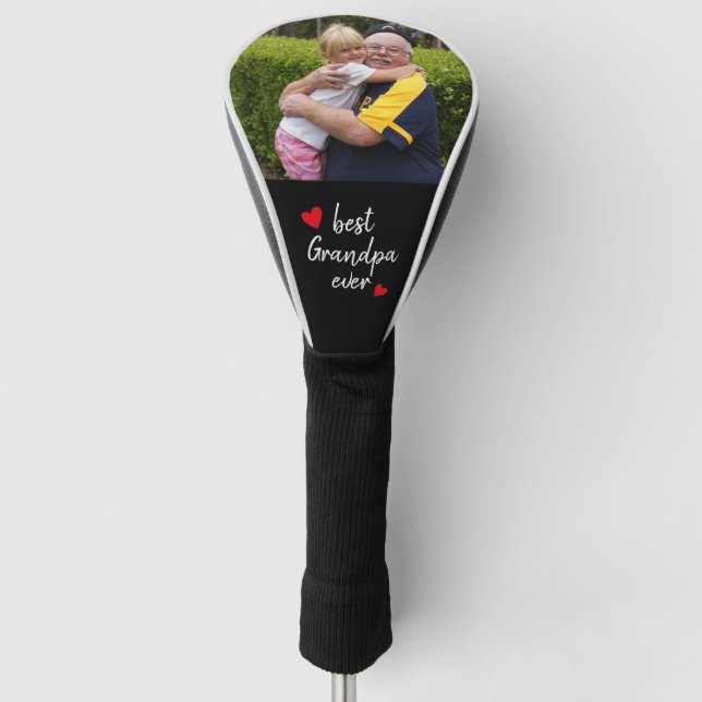 Best Grandpa Ever Cute Photo Personalized  Golf Head Cover (Front)
