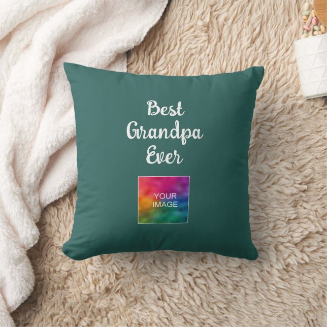 Best Grandpa Ever Elegant Handwritten Template Throw Pillow (Blanket)