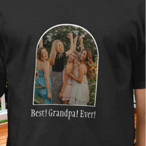 Best Grandpa Ever Family Photo heart  Custom T_Shirt