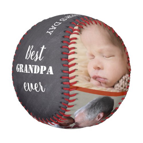 Best Grandpa Ever Fathers Day 3 Photo Chalkboard Baseball