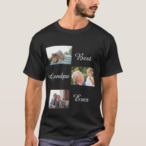 Best Grandpa Ever Fathers Day 3 Photo Collage  T_Shirt