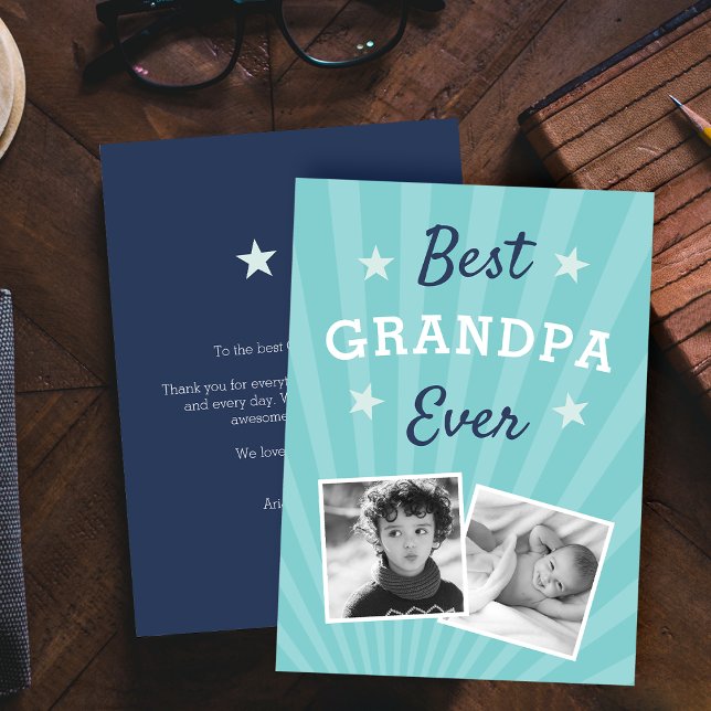 Best Grandpa Ever | Father's Day Flat Photo Card (Creator Uploaded)