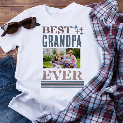 Best Grandpa Ever Fathers Day Photo Collage Gift  T_Shirt