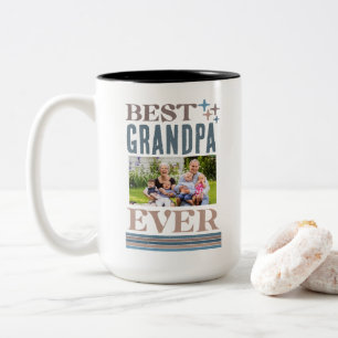 Best Grandpa Ever Father's Day Photo Collage Gift Two-Tone Coffee Mug