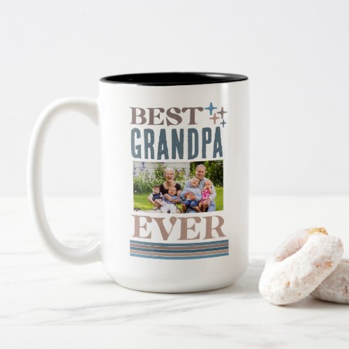 Best Grandpa Ever Fathers Day Photo Collage Gift  Two_Tone Coffee Mug