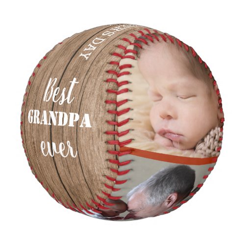 Best Grandpa Ever Fathers Day Photo Collage Wood Baseball