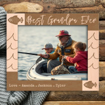 Best Grandpa Ever Fishing Waves Etched Frames