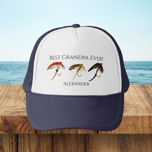 Best Grandpa Ever Fly Fish Fishermen Flyfishing T Trucker Hat